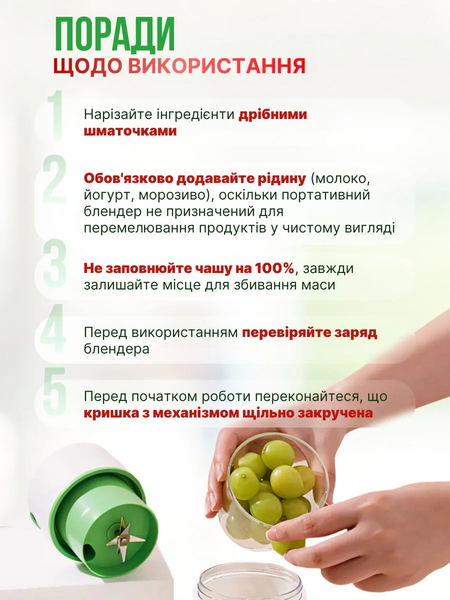 Портативный блендер MJM PRO на аккумуляторе (мини блендер) Blue